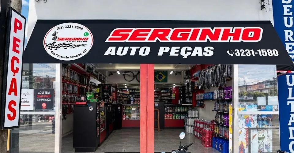 Fachada da Serginho Autopeças na Rua Cristóvão Colombo, 427, Cidade Nova, Rio Grande